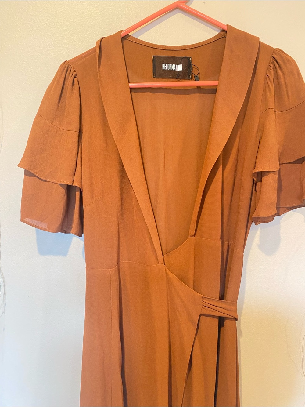 Reformation Layley Midi Wrap Dress Toffee Size small - Picture 4 of 6